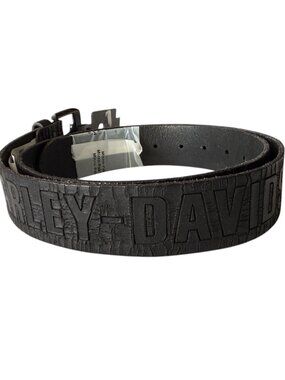 NWT Harley-Davidson® Men's Cracked Earth Raised H-D Logo Leather Belt Black 42